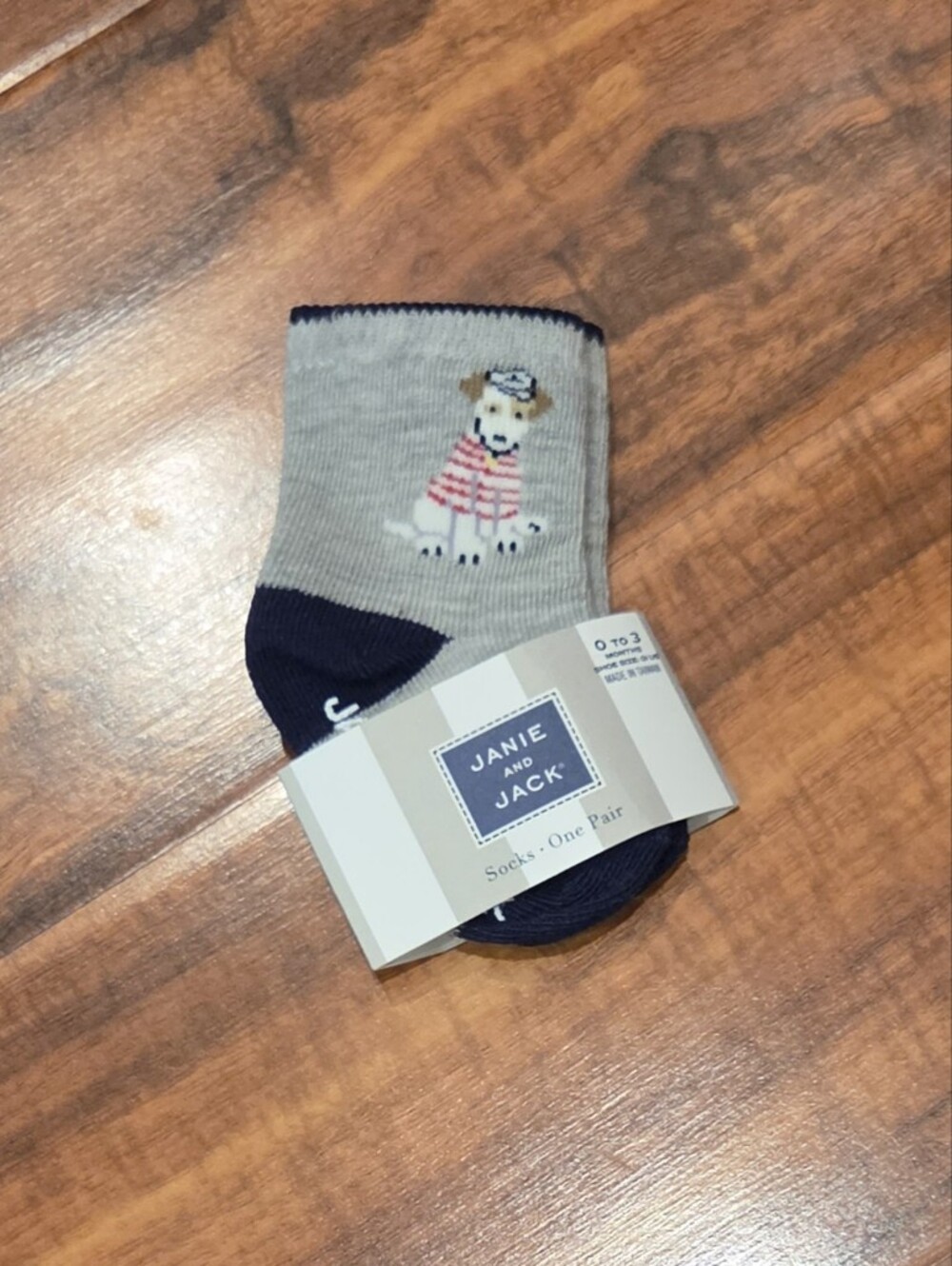 Janie and Jack NWT 0-3 Months Gray Sailor Dog Knit Romper and Socks - Picture 8 of 9